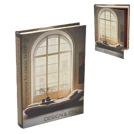 CAIXA LIVRO DECORATIVA INTERIOR DESIGN MDF E TECIDO 36CM