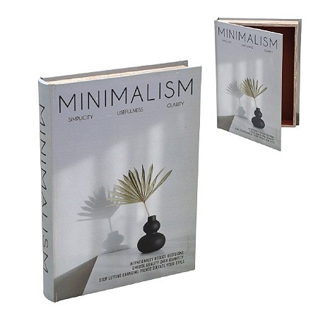 CAIXA LIVRO MINIMALISM DECORATIVA EM MDF E TECIDO 34CM