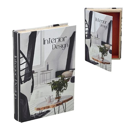 CAIXA LIVRO DECORATIVA EM CANVAS E MDF INTERIOR DESIGN 30CM