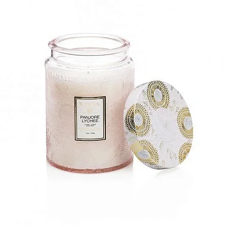 VELA POTE VIDRO G 100H RELEVO PANJORE LYCHEE VOLUSPA