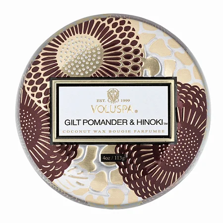 MINI VOLUSPA VELA LATA 25H GILT POMANDER E HINOKI