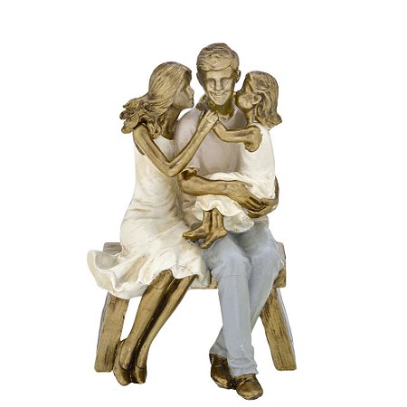 ESCULTURA FAMILIA DECORATIVA COM FILHA EM RESINA