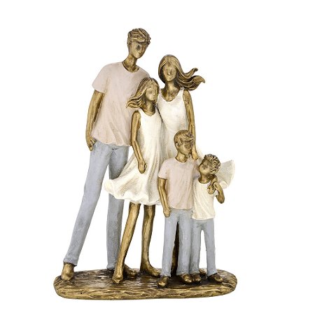 ESCULTURA FAMILIA DECORATIVA COM MENINA E 2 FILHOS