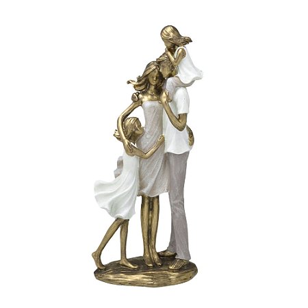 ESCULTURA FAMILIA DECORATIVA COM 2 FILHAS MENINAS EM RESINA