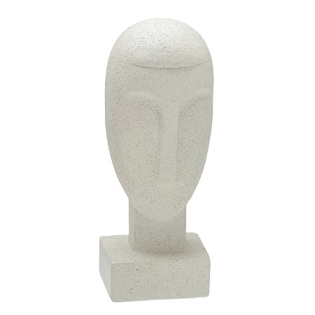 ESCULTURA FACE DECORATIVA EM RESINA NA COR AREIA 25,5CM