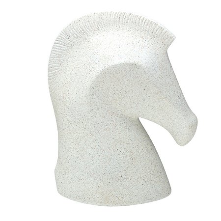 ESCULTURA CAVALO DECORATIVO EM RESINA NA COR OFF WHITE 25CM