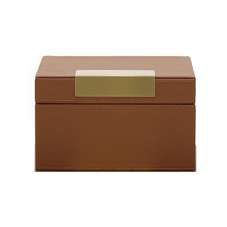 CAIXA EM MDF COM REVESTIMENTO EM PU  CARAMELO MART 20cm