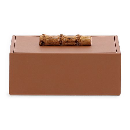 CAIXA EM MDF COM REVESTIMENTO EM PU CARAMELO MART 18cm