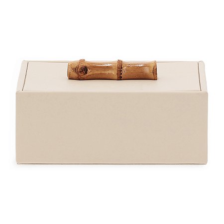 CAIXA EM MDF COM REVESTIMENTO EM PU BEGE MART 18cm