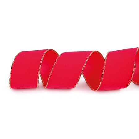 FITA ARAMADA NATALINA EM VELUDO VERMELHO 6,3CM