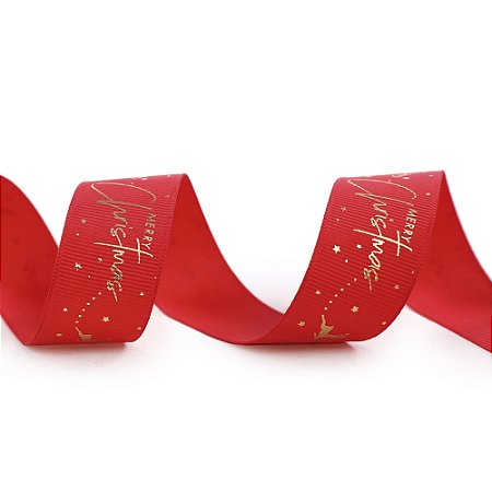 FITA TRABALHADA VERMELHO E BRANCO MERRY CHRISTMAS  2,5CM