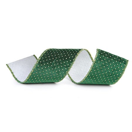 FITA ARAMADA NATALINA POA VERDE E BRANCO 6,3CM