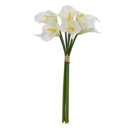 BUQUE COPO LEITE RAMALHETE COM FITA SILICONE BRANCO 33CM