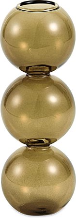 VASO GEOMETRICO EM VIDRO FUME MART 17CM