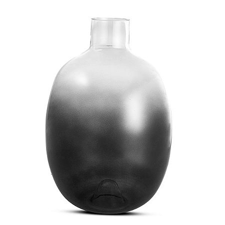VASO BOJUDO DECORATVO EM VIDRO CINZA MART 48CM