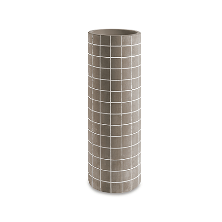 VASO GEOMETRICO EM CIMENTO CINZA E BRANCO MART 28CM