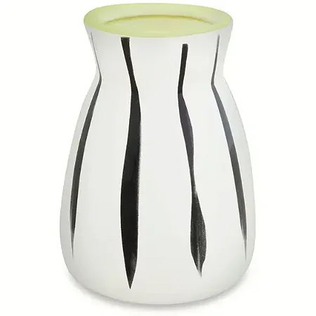 VASO EM CERAMICA BRANCO COM DETALHES PRETO MART