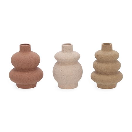 KIT 3 MINIVASO GEOMETRICO EM CERAMICA COLORIDO MART