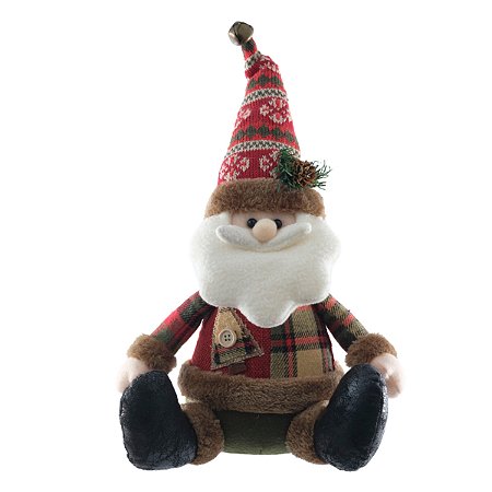 BONECO DECORATIVO PAPAI NOEL SENTADO COLORIDO 21CM