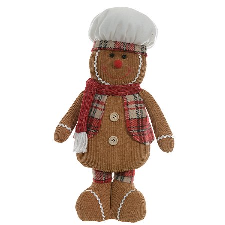 BONECO NATALINO GINGERBREAD EM PE DE CHAPEU BRANCO 34CM