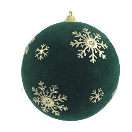 JG 2 BOLAS DECORADA NATALINA AVELUDADA DE PVC VERDE 10CM