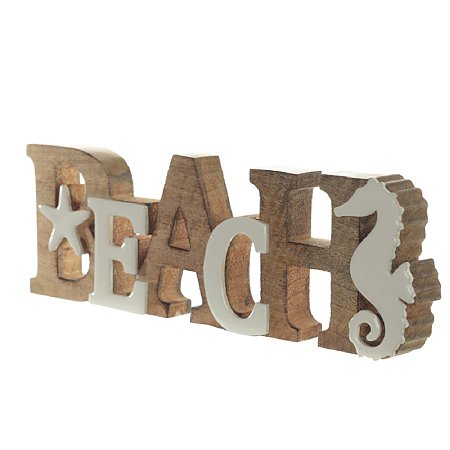 ESCULTURA BEACH DECORATIVA MADEIRA BEGE 34CM FLORARTE