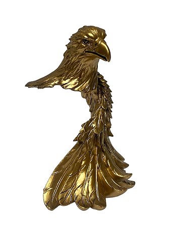ESCULTURA DECORATIVA AGUIA EM RESINA DOURADA 28CM