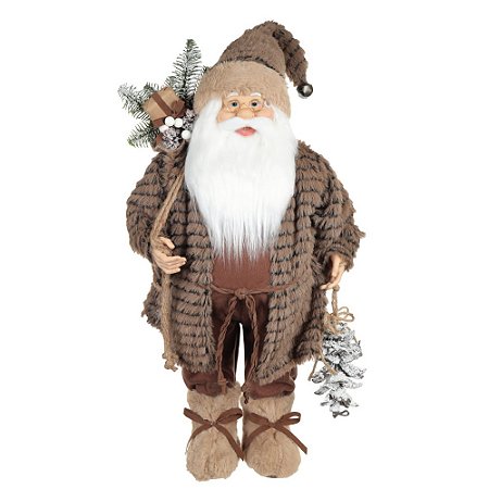 PAPAI NOEL NATAL EM PE (MARROM) 60cm FLORARTE