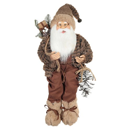 PAPAI NOEL NATAL SENTADO (MARROM) 60cm FLORARTE
