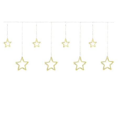 CORTINA 816 LED MEMORIZA FUNCAO 9 ESTRELAS MACHO FEMEA BIVOLT BRANCO QUENTE