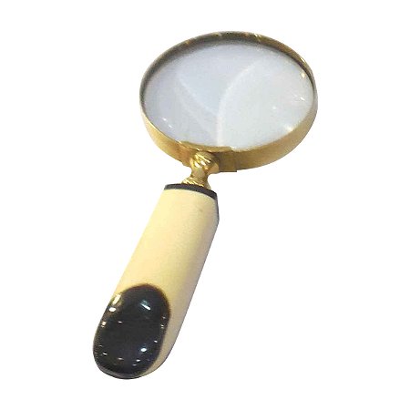 LUPA DE AUMENTO DECOR DE METAL DOURADO C/CABO DE RESINA 20cm