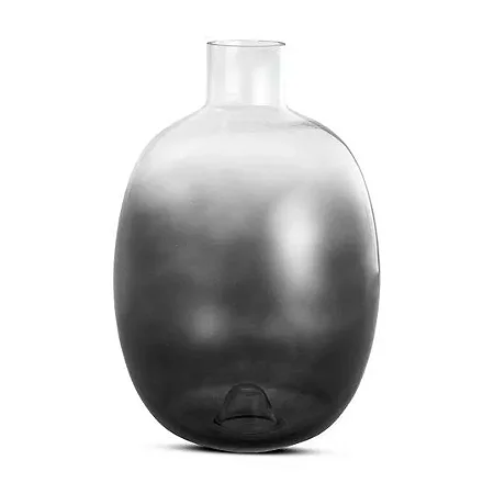VASO BOJUDO ESTILO GARRAFAO EM VIDRO CINZA MART 36CM