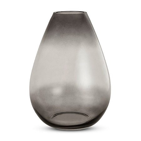 VASO BOJUDO  EM VIDRO CINZA MART 34,5CM
