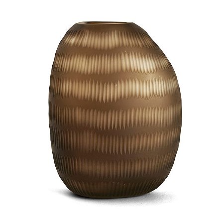 VASO EM VIDRO TEXTURIZADO MARROM MART 26CM