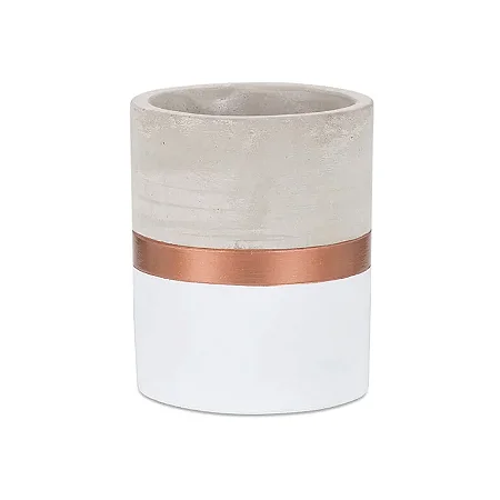 VASO BRANCO E COBRE EM CIMENTO MART 13CM