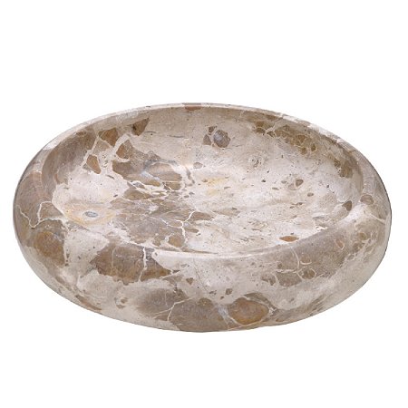 CENTRO DE MESA DECORATIVO EM MARMORE BEGE E MARROM 26CM