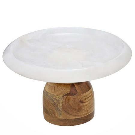CENTRO DE MESA DECORATIVO EM ALABASTRO E MADEIRA 25CM