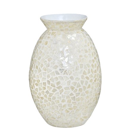 VASO BOJUDO DECORATIVO MADREPEROLA 40CM