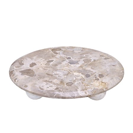 CENTRO DE MESA DECORATIVO EM MARMORE BEGE E MARROM 35CM