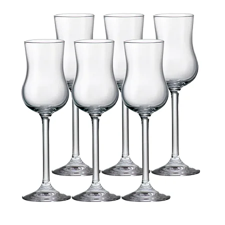 JG DE 6 TAÇAS P/ GRAPPA E LICOR BOHEMIA/GASTRO CRISTAL 85ml