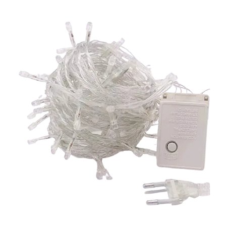 PISCA LED 300L BRANCO QUENTE FIO TRANSP 8F 27M 220V