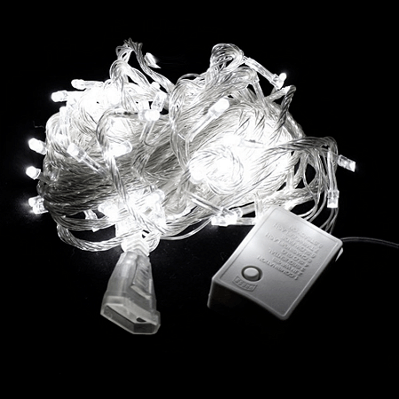 PISCA LED 100L BRANCO FIO TRANSP 8F EXP 9.3M 127V