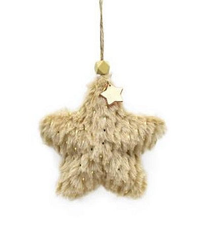 ENFEITE ESTRELA VELLUTO FIOS GOLD PELO 11X12X4CM NATALINO