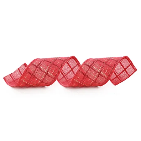 FITA ARAMADA NATALINA QUADRICULADA VERMELHA 6,3CM