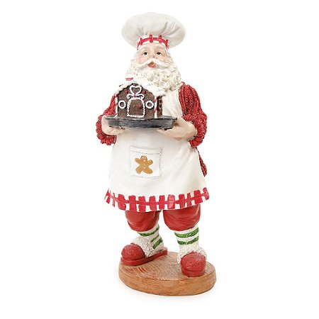 PAPAI NOEL DECOR EM RESINA C/GLITTER GINGER VRM/BCO 31CM