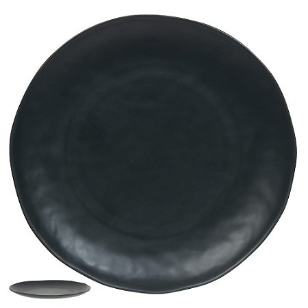 KIT 4 PRATO RASO MELAMINA ORGANIC (PRETO) FLORARTE