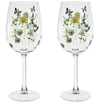 KIT 2 TACA VINHO TINTO 530ml BUTTERFLY FLORARTE