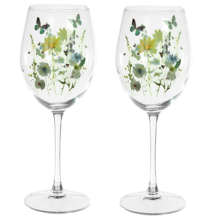 KIT 2 TACA VINHO BRANCO 450ml BUTTERFLY FLORARTE