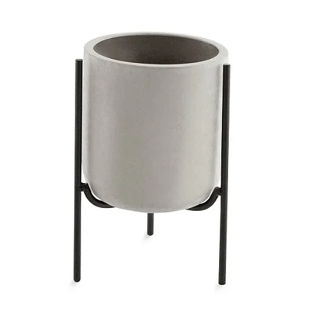 CACHEPOT EM CIMENTO C/ SUPORTE CINZA MART 15cm