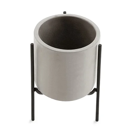 CACHEPOT EM CIMENTO C/ SUPORTE CINZA MART 12,5cm